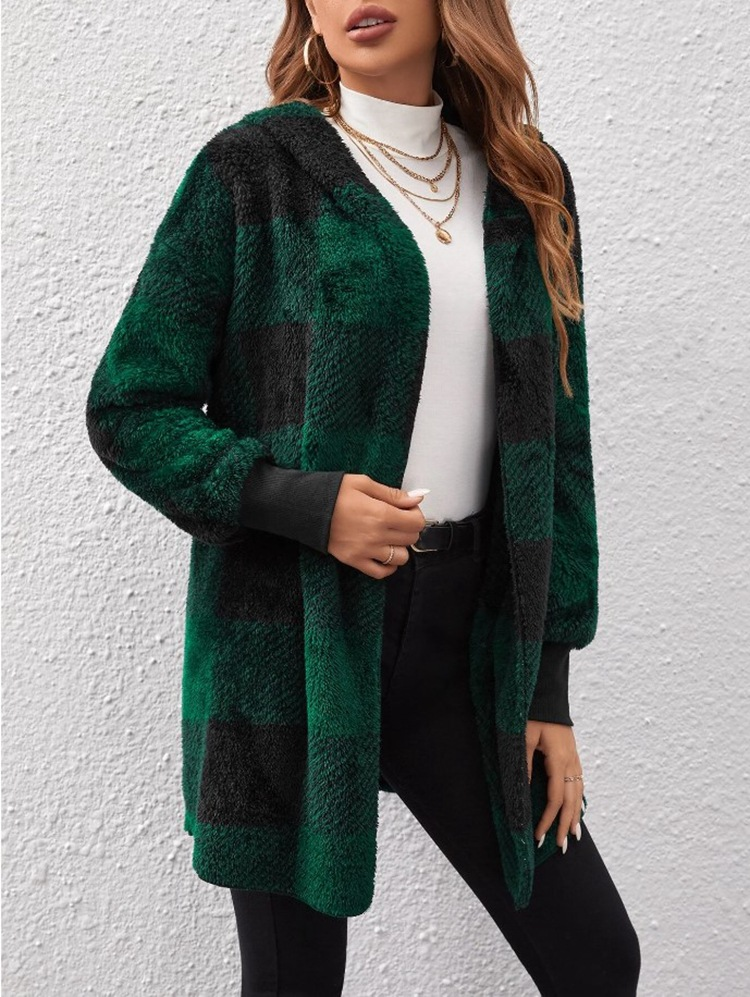 Cardigan in maglia a blocchi di colore a quadri larghi del 2025, maglione alla moda per le donne_voghion.com