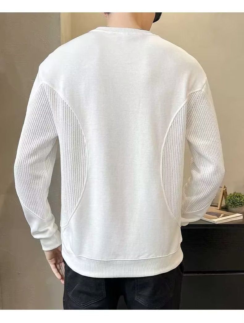 Minimalistisches Rundhals-Sweatshirt für Herren – Koreanisches Streetwear-Essential mit Kontrasteinsätzen und samtigem Touch (lässig-schicker Pullover)_voghion.com