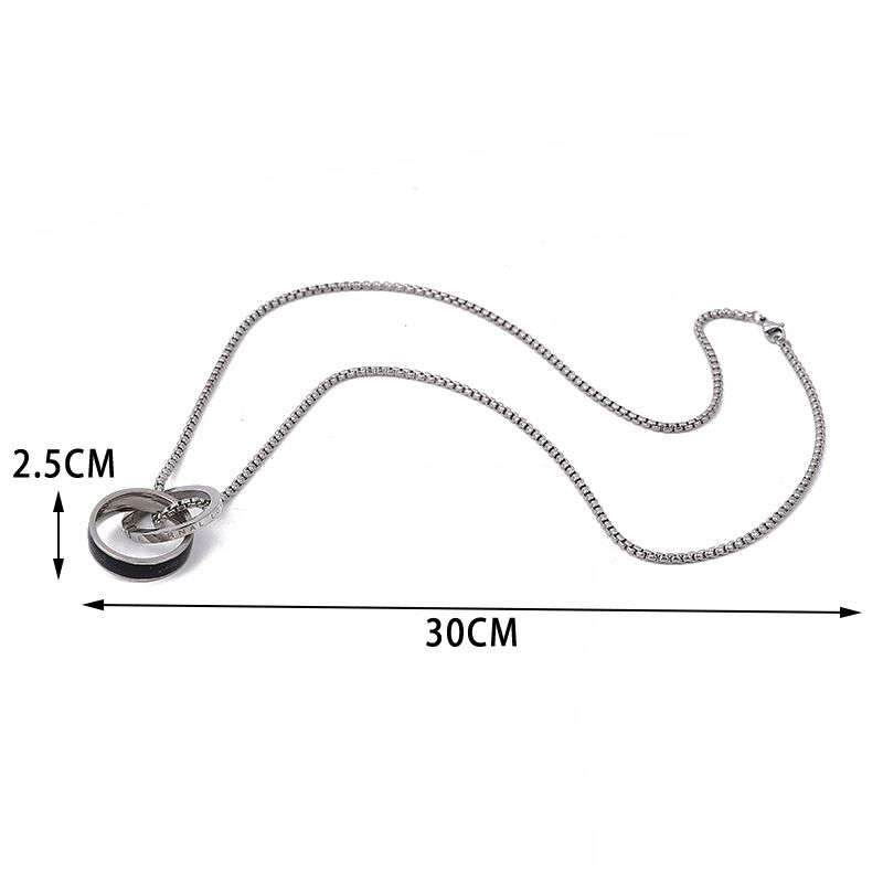 Collana con doppio anello in acciaio inossidabile, design di nicchia femminile, collana in acciaio al titanio, marchio hip-hop maschile alla moda, collana estiva senza tempo_voghion.com