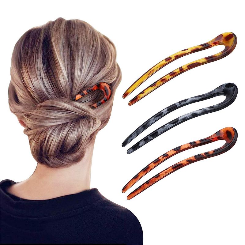 Simple Hair Fork Same Style Metal Hairpin Shell Paper Plate Hairpin Ins Net Red Same Style U Shaped Alloy Hair Fork Iron_voghion.com
