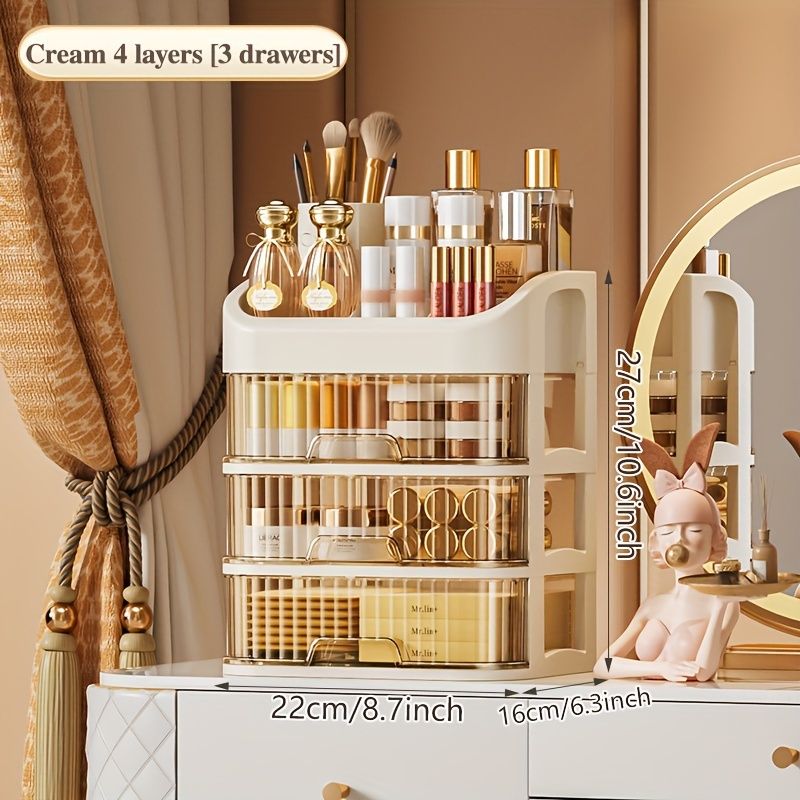 Bellissimo porta trucchi, porta gioielli, portaoggetti da scrivania con cassetti. Materiale plastico, impermeabile._voghion.com