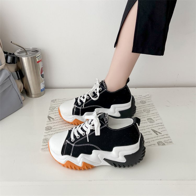 Thick-soled Low-cut Canvas Shoes Women's 23 Summer New Cross-border Foreign trade 43 large size breathable fashion lace-up casual old shoes_voghion.com