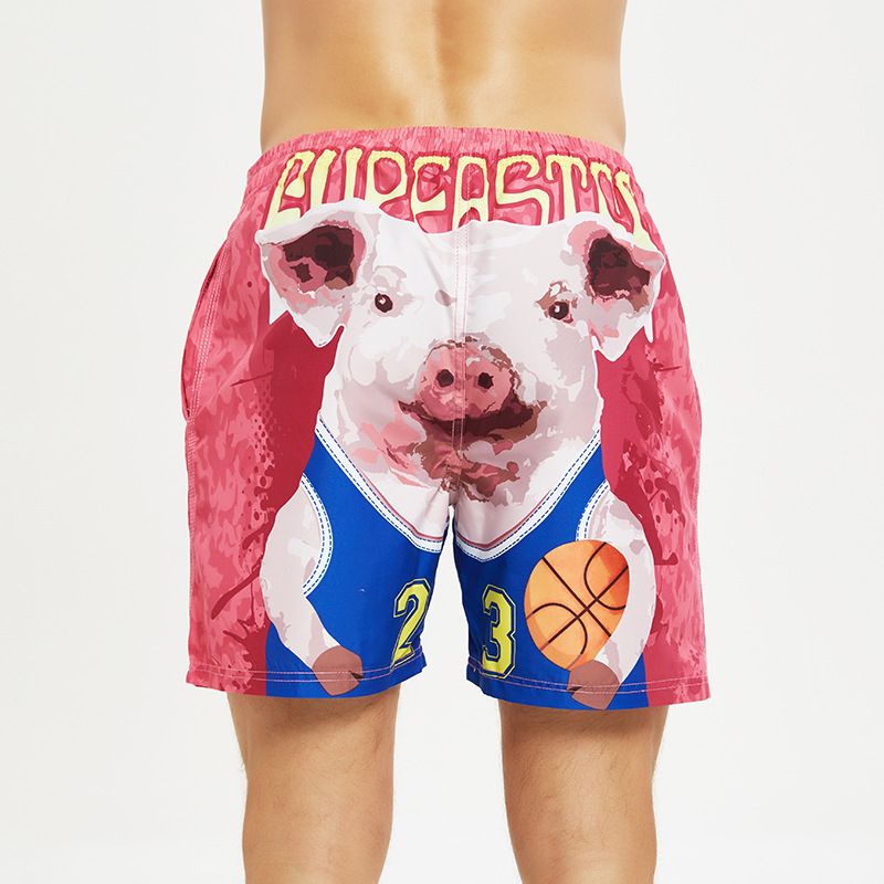 Nuovi pantaloncini da spiaggia ad asciugatura rapida per uomo, pantaloncini estivi da bagno 4/5 di lunghezza con stampa di animali dei cartoni animati 3D_voghion.com