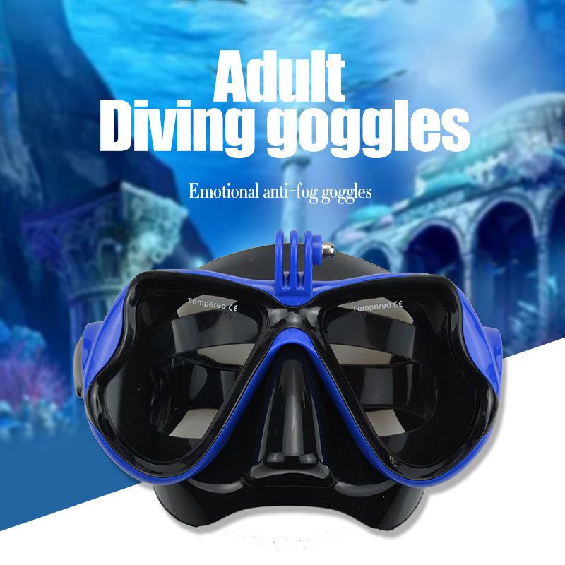 Male female adult goggles, large frame silicone face mirror, swimming and snorkeling mask, diving goggles_voghion.com