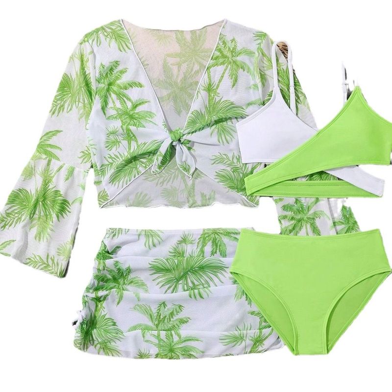Maillot de bain bikini taille haute 4 pièces New Style pour grands enfants_voghion.com
