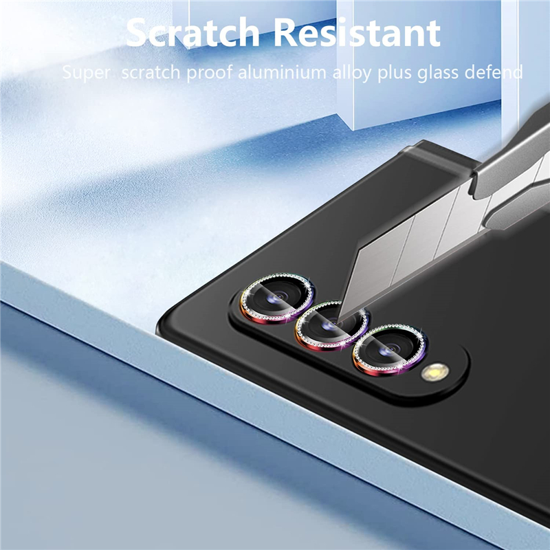 Diamant-Glitzer-Metallring, Kameraobjektiv-Displayschutz für Samsung Galaxy Z Fold 4, Z Flip 4, ZFold4 ZFlip4, Glaslinsen-Filmabdeckung_voghion.com