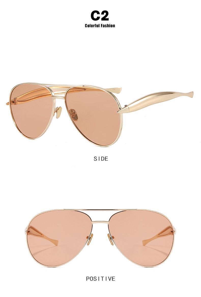Occhiali da sole a specchio a doppio raggio con gamba spessa in metallo, stile punk retrò 2025_voghion.com