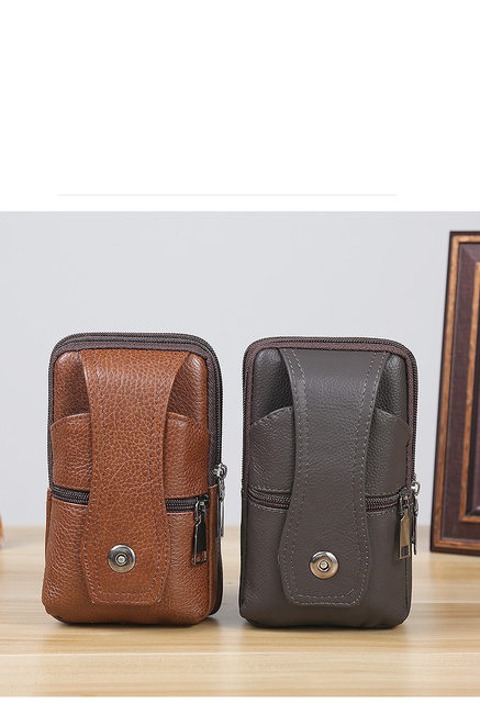 Männer Lieder Taillebeutel Grouss Kapazitéit Gürteltasch Braun Schëllertaschen Crossbody Taschen Multilayer Schnalle Handytasch Hënnertasch_voghion.com
