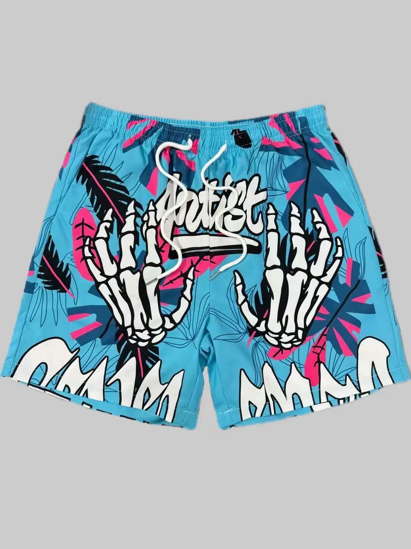 Unbeatable Quality Spring/summer Shorts, Men's 3D Digital Printed Handrack Pattern, Personalized Trendy Sports_voghion.com