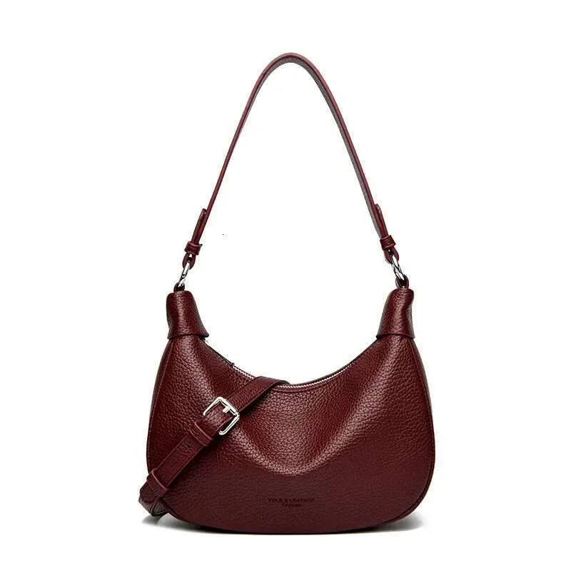 Designer 2025 Zwei Gürtelriemen Weiche Lichi PU-Leder Schulter Damen Crossbody Weibliche Kleine Hobos Achselhöhle Geldbörsen und_voghion.com