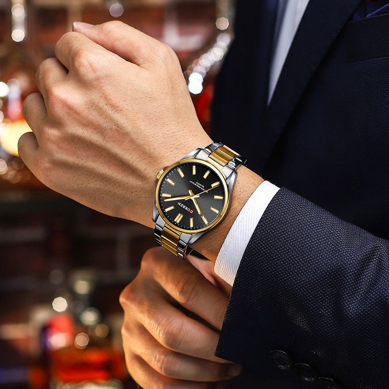 Orologio da uomo al quarzo impermeabile con cinturino in acciaio inossidabile, quadrante rotondo minimalista, stile casual per l'uso quotidiano, orologio da uomo per coppie_voghion.com