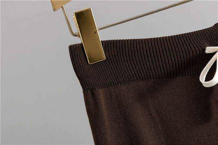 Women's Clothing spring new suits for women, contrasting stripes, double V neck knitted cardigan tops, wide leg pants, two piece suit_voghion.com