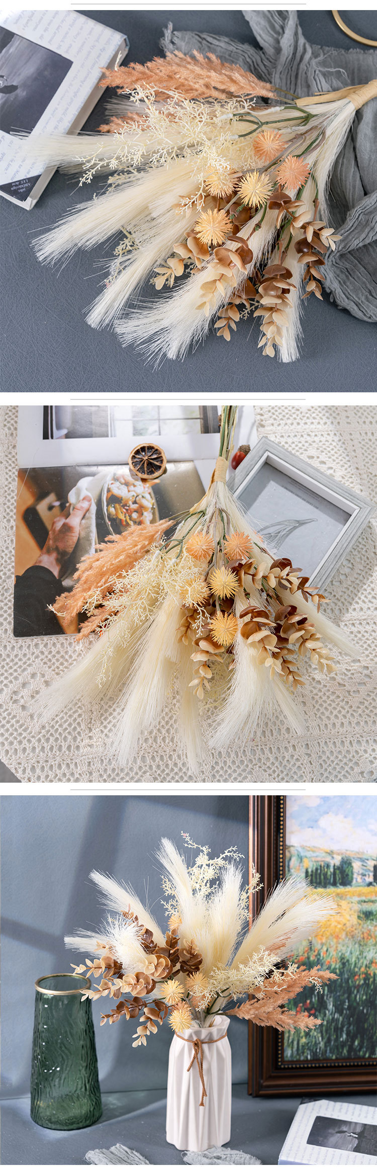 Decorative flower Riko Eucalyptus bride's handbook artificial flower home fake flower bouquet wall decoration CF01324_voghion.com