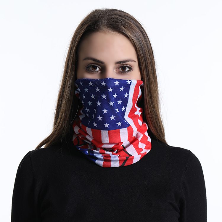 Pañuelo mágico multifuncional LazyZoom con estampado de bandera estadounidense, protección solar versátil, polaina para el cuello sin costuras, máscara para ciclismo al aire libre_voghion.com