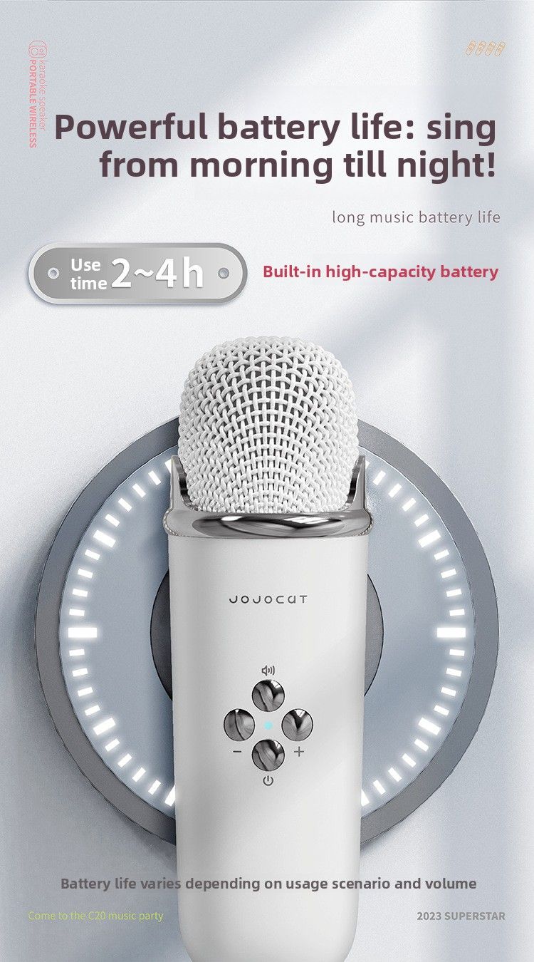 【Alta calidad】 Nuevo C20 Mini Bluetooth Karaoke Home Entretenimiento al aire libre Micrófono inalámbrico Altavoz_voghion.com