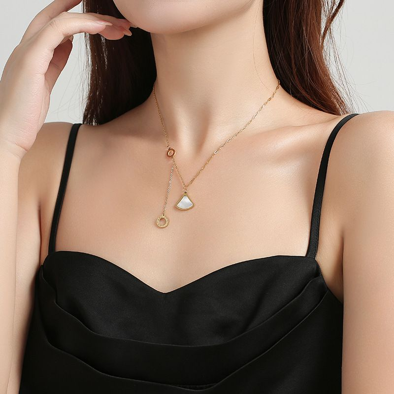 Light INS Fan-shaped Skirt Titanium Steel Necklace Small Design Collar Bone_voghion.com