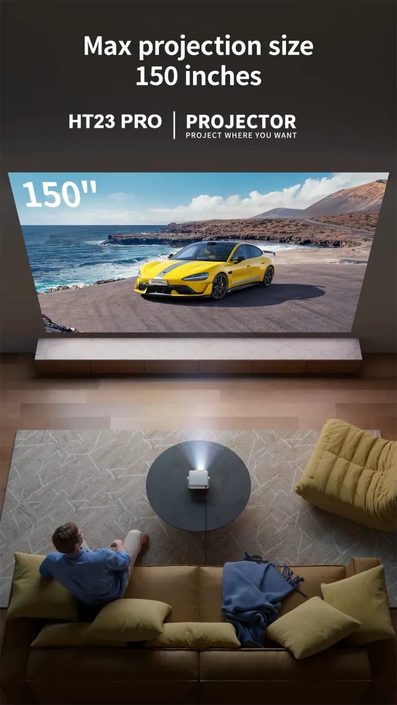 650ANSI HT23 PRO 4K Native Portable Projector 1080P Auto Focus Keystone Correction Android 13 BT5.2 WIFI 6 Home Cinema_voghion.com