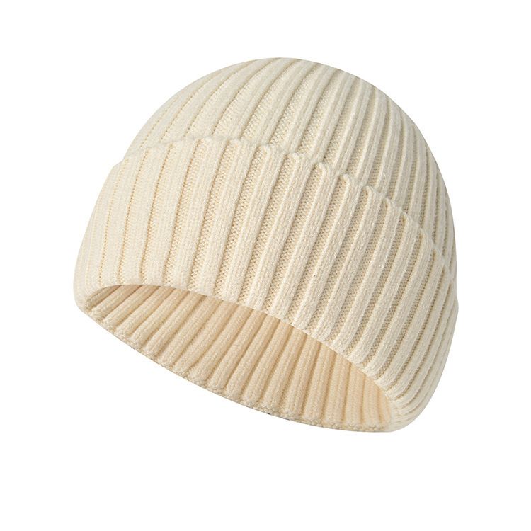 Cappello invernale unisex lavorato a maglia per uomo e donna, coppia, cappello spesso e caldo in lana, cappello freddo, cappello con flangia sopra la donna_voghion.com
