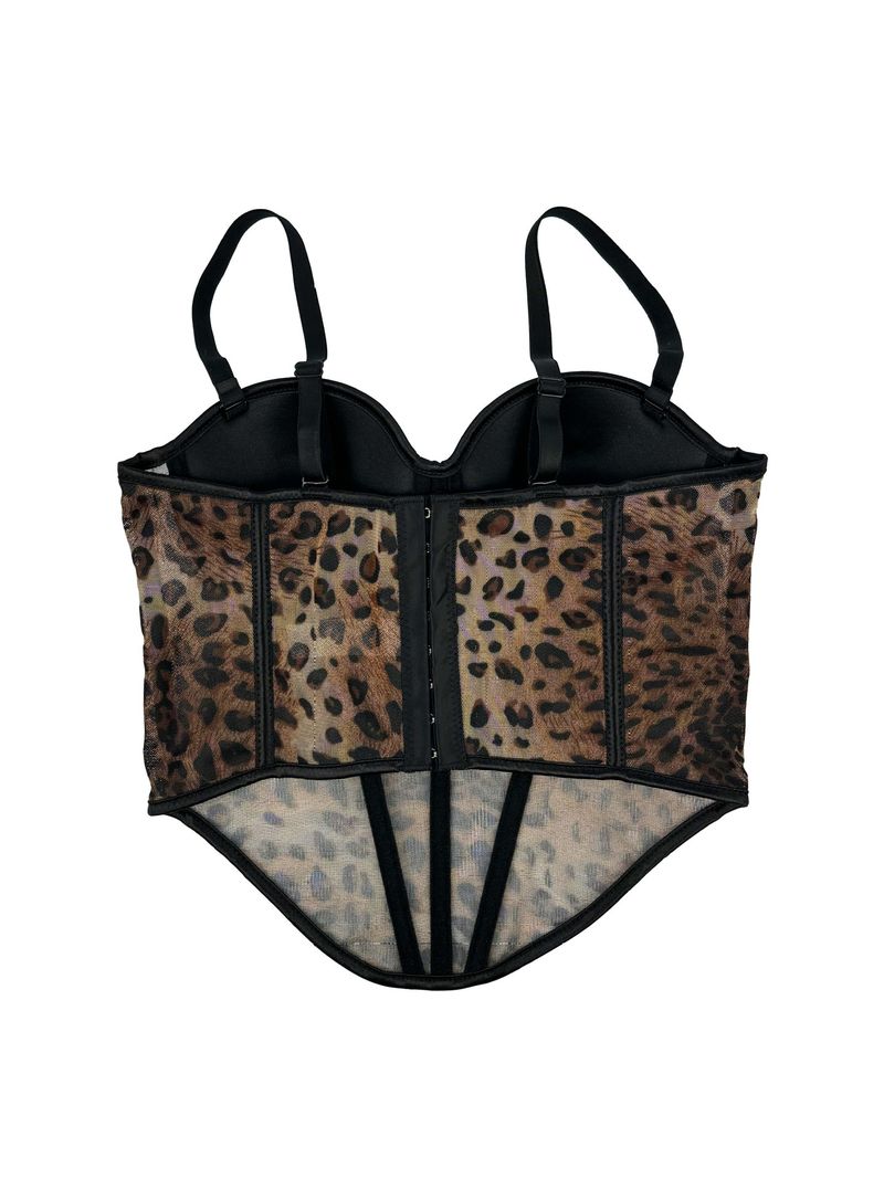 Damenbekleidung Sexy Leoparden-Punktmuster-Spleißen-BH Hosenträger High-End-Innennetzspitze Durchsichtige Oberbekleidung Fischgräten-BH_voghion.com