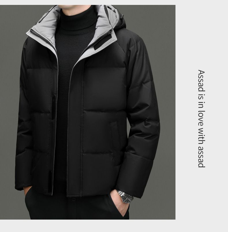 Men's Winter Hooded Down Jacket With Detachable Hood, 550 Fill Power White Duck Down, Windproof & Warm Coat For Youth, Black/Blue/Red_voghion.com