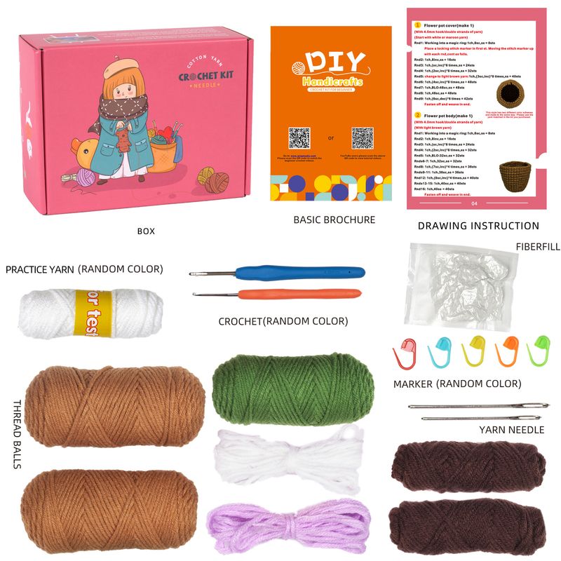 Crochet Material Package Knitting Handmade DIY Homemade Wool Plant Storage Box Ornaments_voghion.com