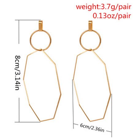 Orecchini da donna in oro, semplici, geometrici, linea irregolare, versatili, orecchini per donna, in metallo liscio, ottagonali, gioielli per le orecchie_voghion.com