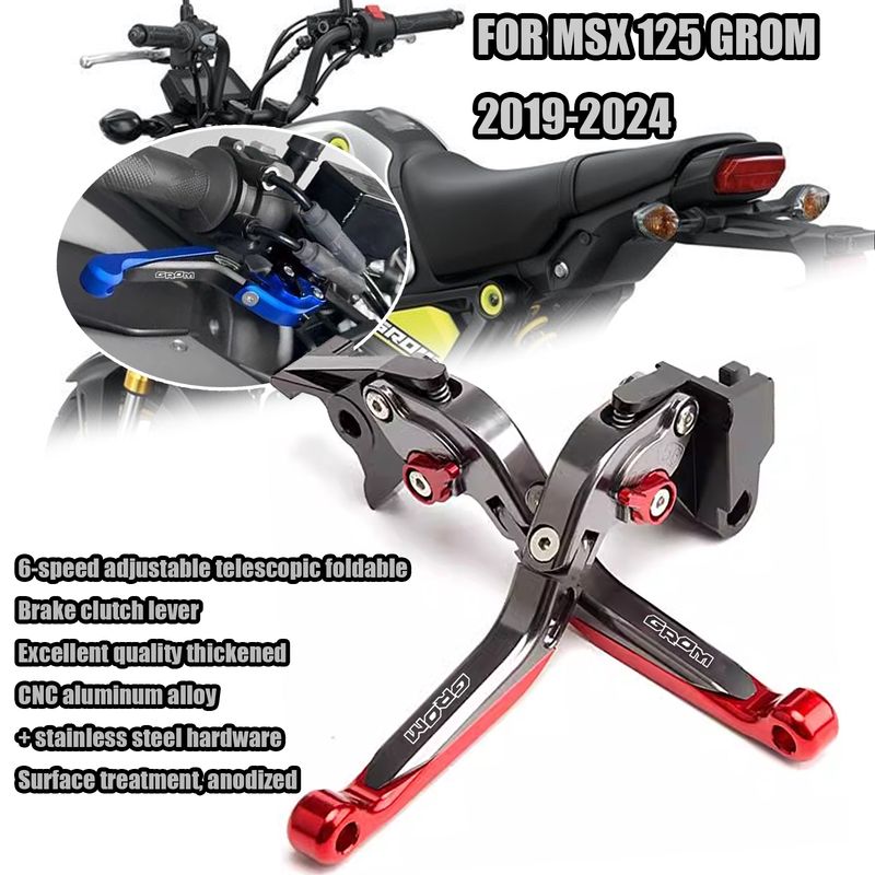 FOR MSX 125 GROM 2024 New Motorcycle parts CNC 6-speed adjustable retractable foldable brake clutch lever msx 125 grom 2019-2024_voghion.com