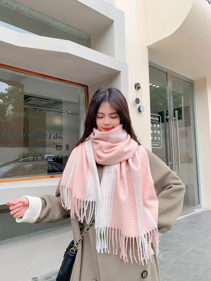 Donna a quadri in inverno, versione coreana di alta gamma, nuovo articolo autunno inverno, scialle in imitazione cashmere, versatile, spesso_voghion.com