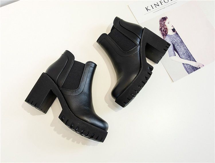 Voyage 2020 Spring And Autumn New Chunky Heel Short For Women, Waterproof Platform High Heels, Thick Sole Versatile Single_voghion.com
