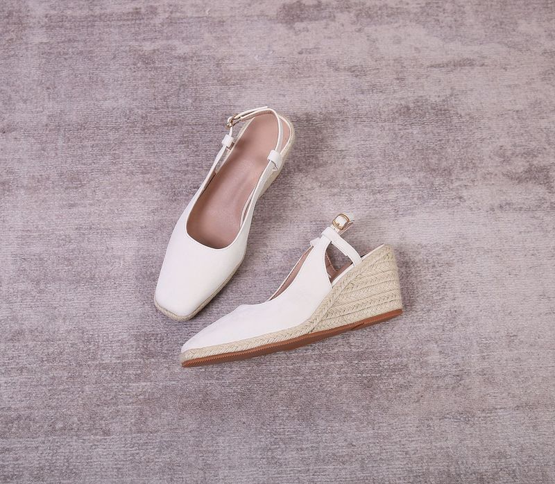 Chaussures pour femmes, talon compensé, bout carré, semelle épaisse, talon haut, bout fermé, à enfiler, semelle en corde tressée, une pièce, chaussures simples pour femmes_voghion.com