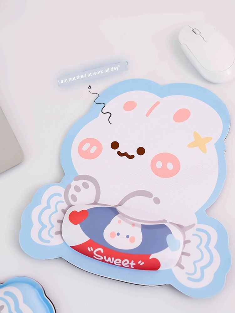 Vassoio per tastiera e mouse a forma di coniglio di qualità imbattibile, in silicone, per ufficio, con poggiapolsi spesso e comodo, protezione per le mani._voghion.com