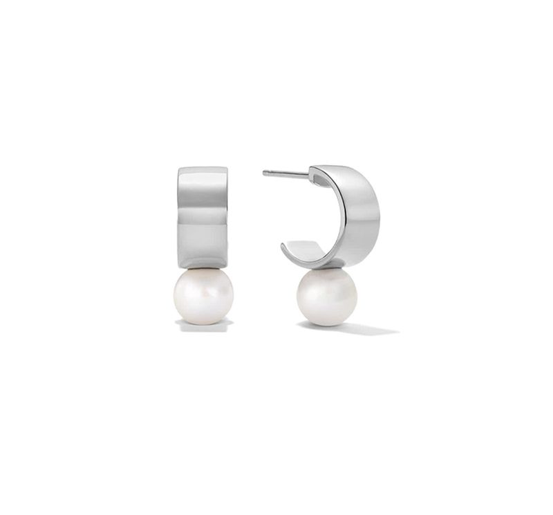 Brincos de Pérola em Formato de C - Brincos Elegantes e Luxuosos (Joias de Moda Minimalistas e Acessórios Versáteis para o Dia a Dia)_voghion.com
