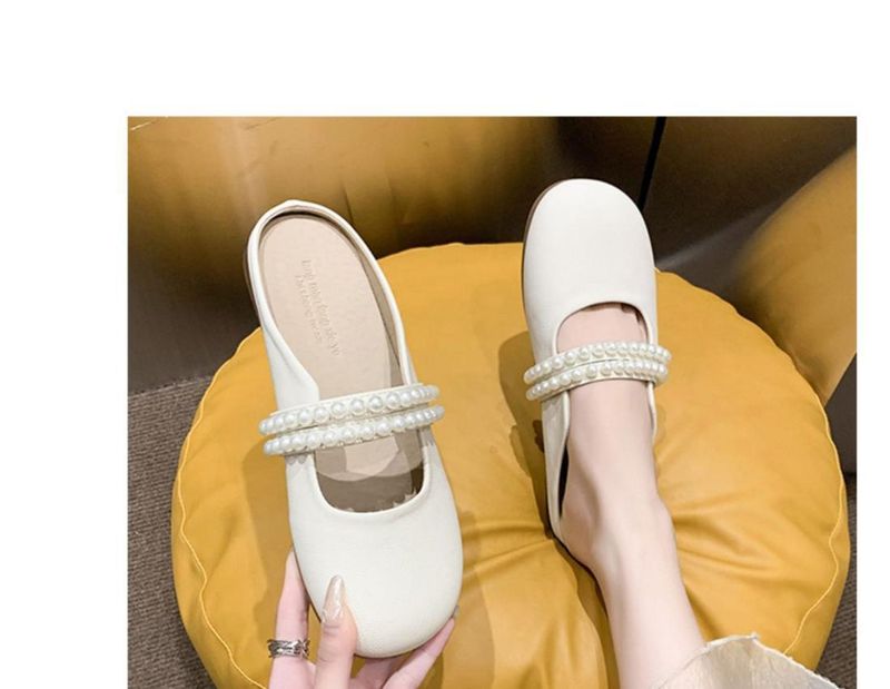 Soft Soled Toe Cap Slippers In Spring And Summer 2025, New Pearl Half Support Single Shoes Wearing Outside, Anti Slip_voghion.com