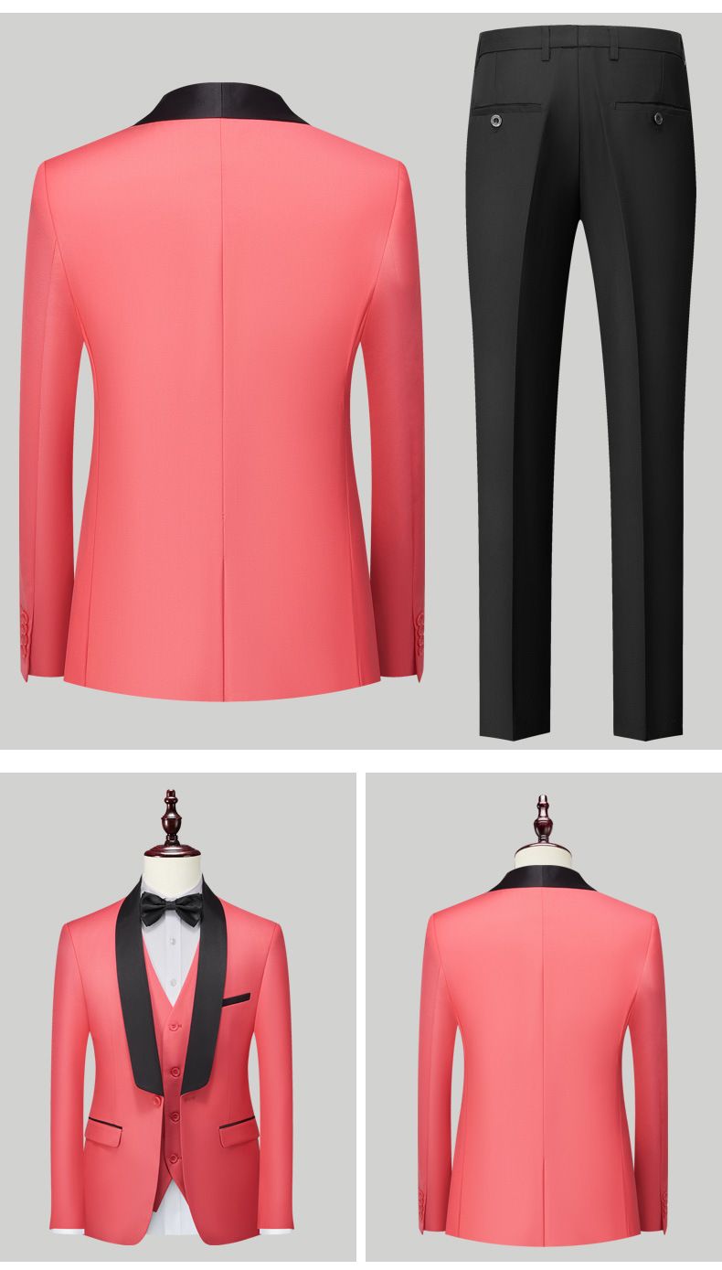 Men's Clothing Three piece Men's Double Slit Tuxedo Suit_voghion.com