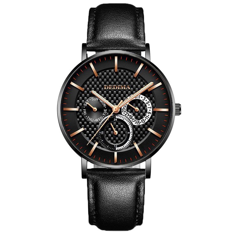 Reloj Detima Fashion ultrafino con tres esferas y seis agujas, multifuncional, con correa de malla de acero_voghion.com