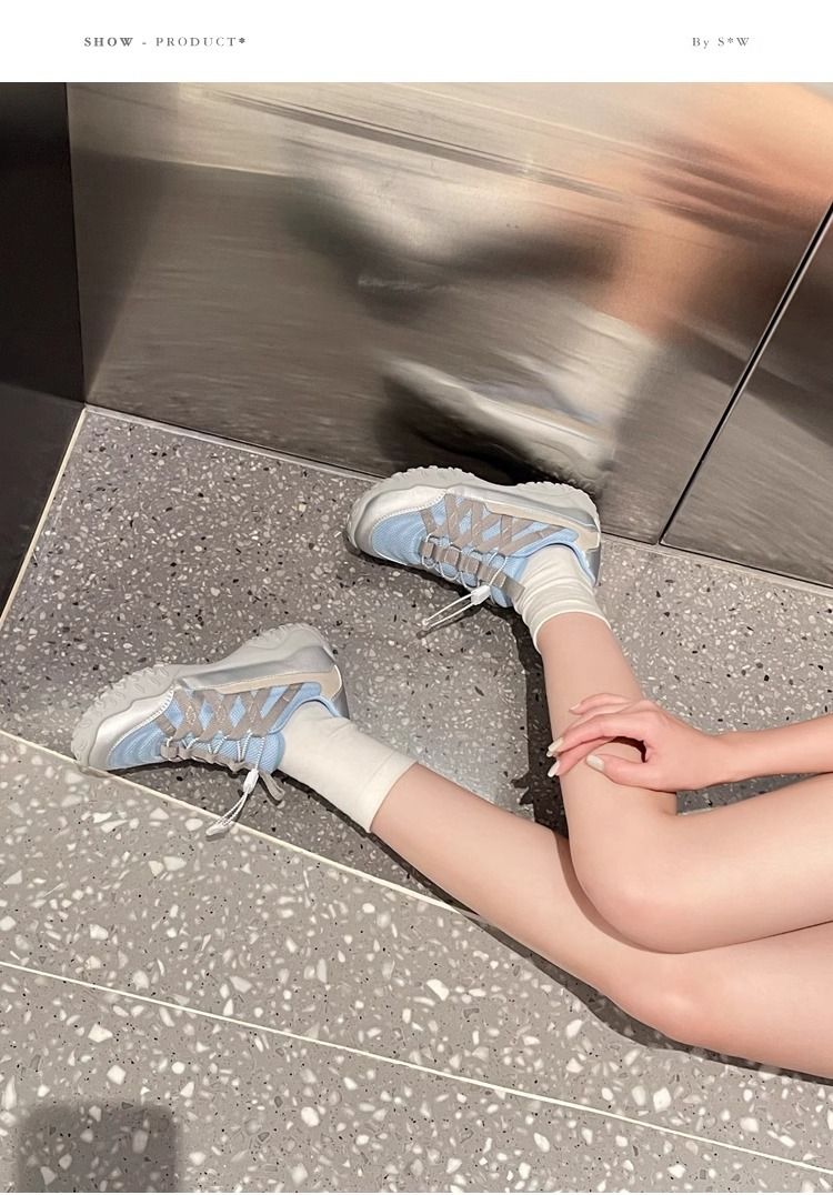 Primavera e autunno nuove scarpe con tacco a zeppa commercio estero grandi dimensioni scarpe sportive arcobaleno fondo scarpe da papà spot scarpe da corsa da donna_voghion.com