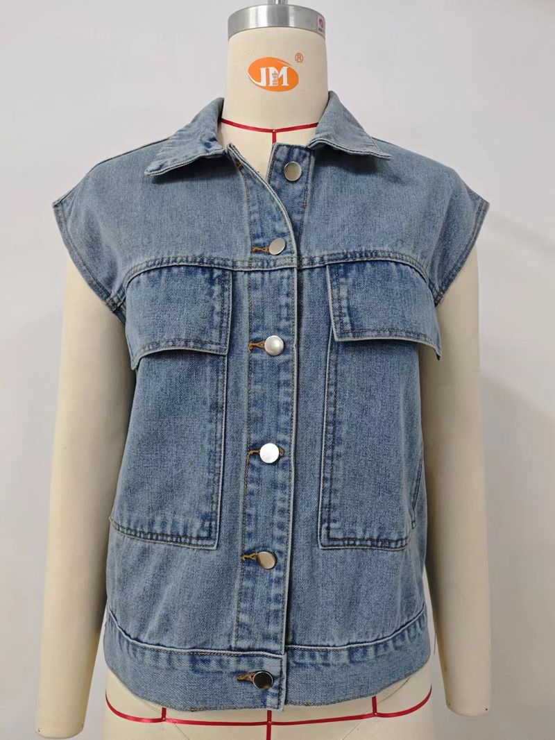 Ženska odjeća Ljeto Novi stil Oprani Jednoredni Traper Vest Prsluk Trend_voghion.com