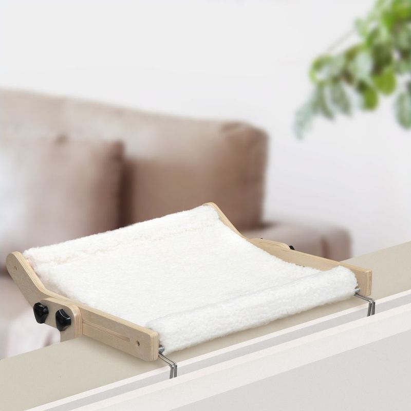 Cat Window Perch For Indoor Cats, Plush Cat Hammock, Window Seat Bed Shelf No Drilling No Suction Cup, Wood_voghion.com