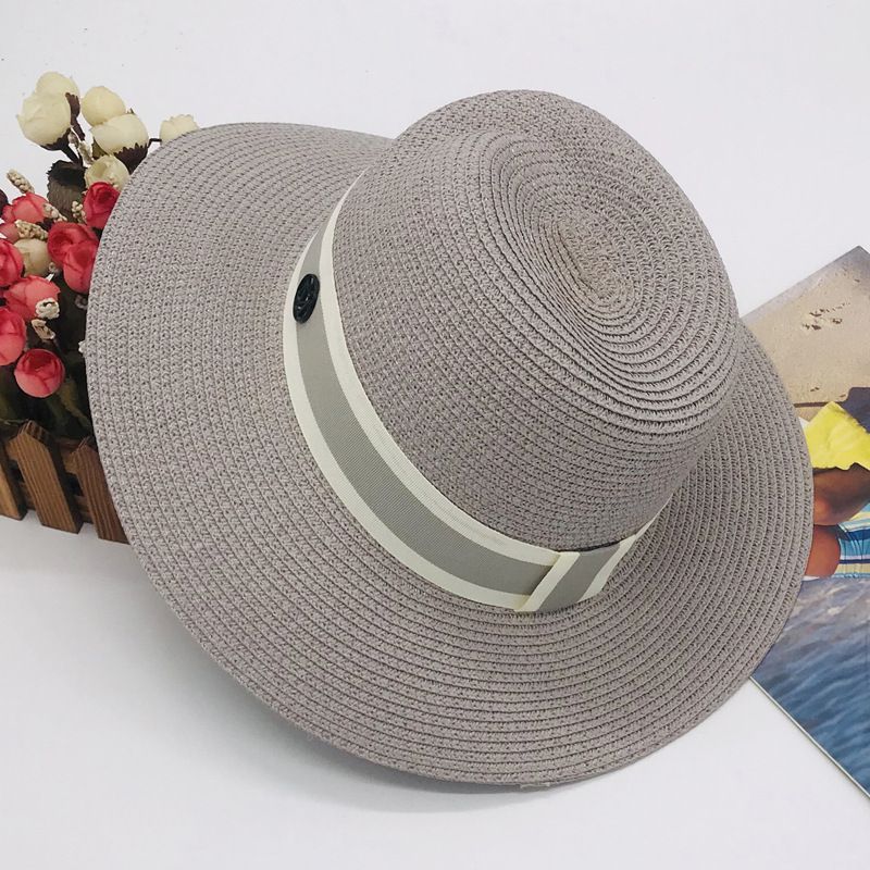 Cappello da sole da donna primaverile ed estivo pieghevole Cappello Panama British cappello di paglia con protezione solare Cappello da spiaggia_voghion.com