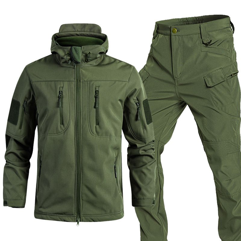 Shark Skin TAD Soft Shell Jacket Set Cycling Pants Men Waterproof Sports Thermal Winter_voghion.com