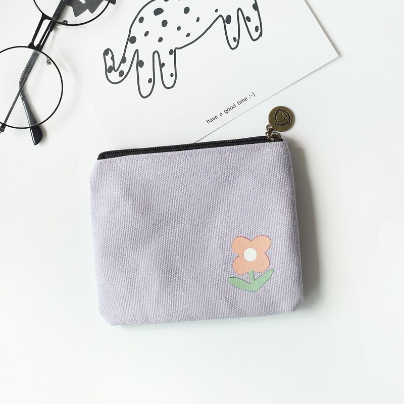 Korean Style Simple Purse Coin For Women Students Canvas Cute Key Bag Mini Clutch Small Wallet_voghion.com