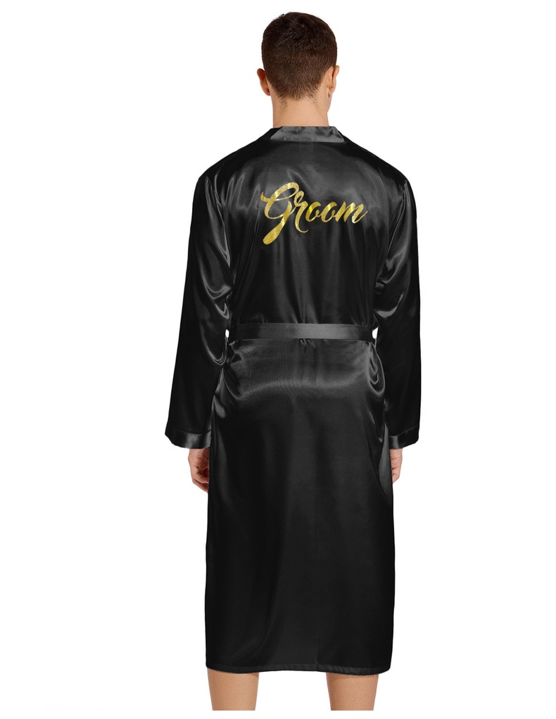 Unterwäsche & Nachtwäsche Gold Schriftzug Bräutigam Bräutigam Hochzeit Morgen Robe Frühling und Herbst Lange Herren Große Größe Strickjacke Hause Nachthemd_voghion.com