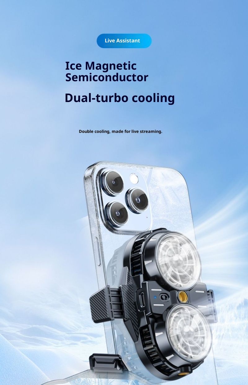 Digitex Live Streaming Dedicated Phone Cooler Cooling Artifact Semiconductor Refrigeration Ultra-Quiet Ice Seal Back Clip Stand_voghion.com