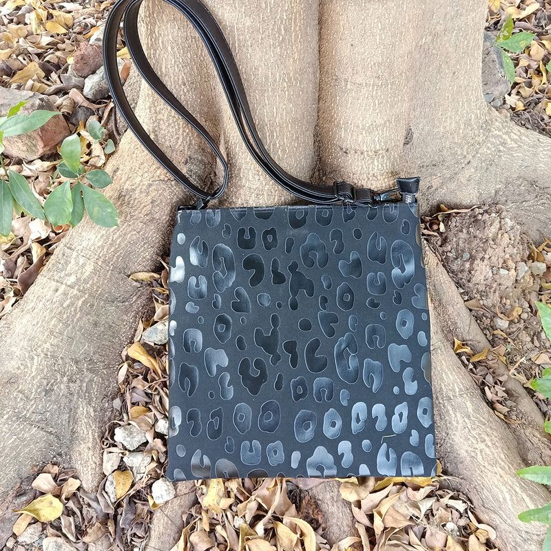 Sac à bandoulière léopard noir, sac à bandoulière en toile verticale avec fermeture éclair et tournesol pour femmes, sac d'étudiant_voghion.com