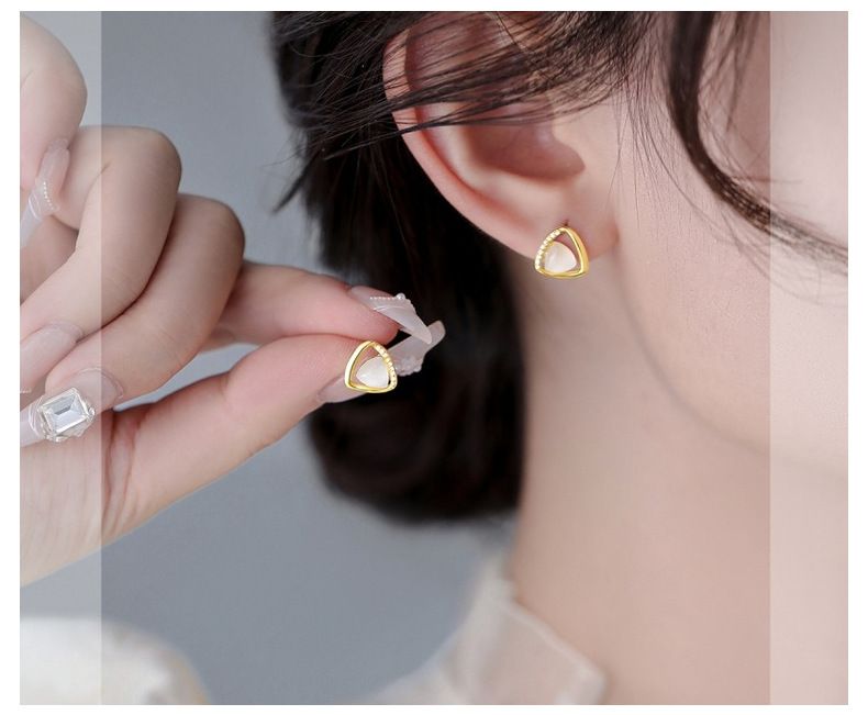 Orecchini a bottone in opale con design di nicchia di alta qualità, orecchini geometrici alla moda per le donne_voghion.com