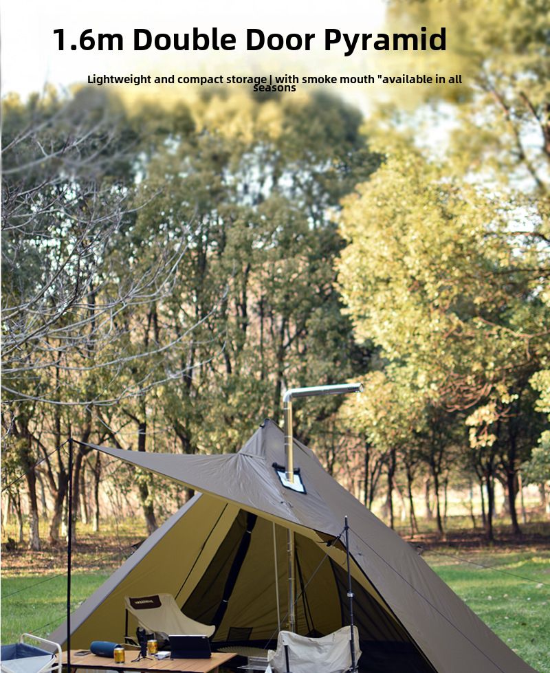 Outdoor-Campingzelt 15D einseitiges Silikon-Zwei-Personen-Ultraleichtzelt plus Himmelsvorhang Zwei-in-Eins-Pyramidenzelt_voghion.com