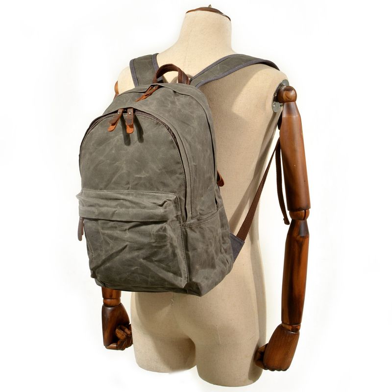 LazyZoom Muchuan Damen Ölwachs Canvas Outdoor Große Kapazität Rucksack Herren Wandern Schultasche_voghion.com