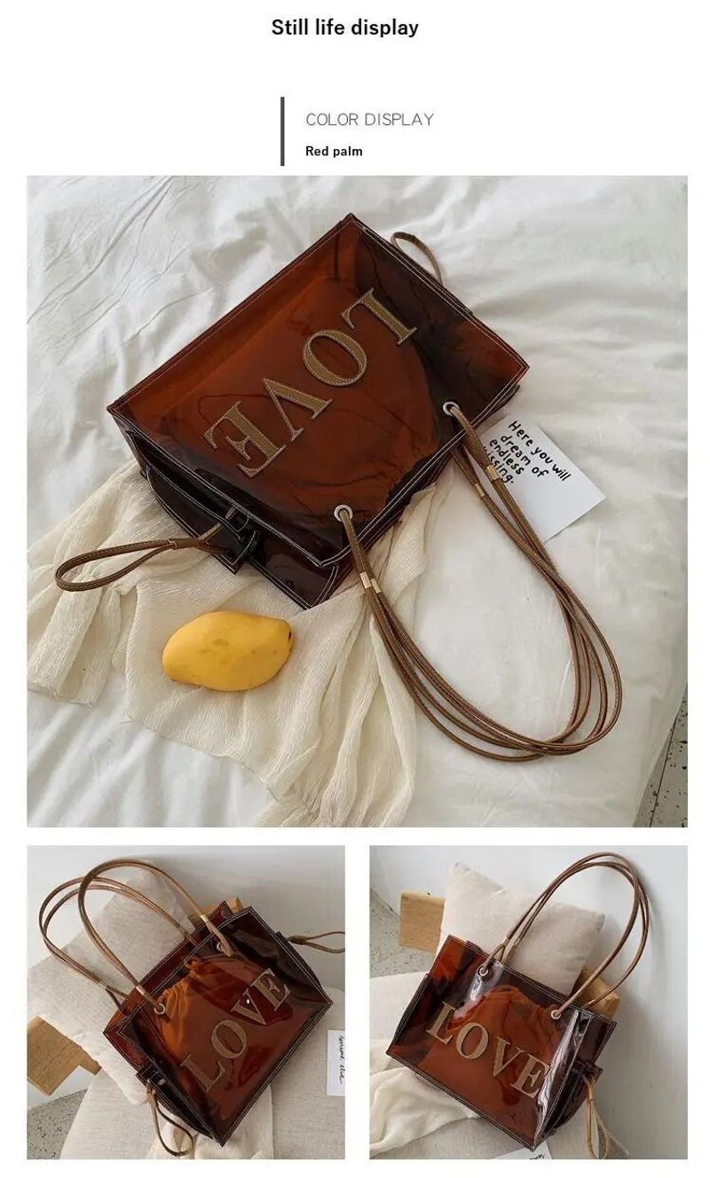 Borsa a tracolla grande capacità trasparente in gelatina, alla moda, grande, 2024, nuova borsa coreana per le donne_voghion.com