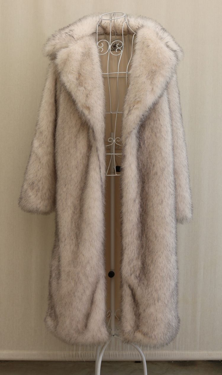 Men's Clothing Barbican Men's Fur Coat Winter Warm Fashion Fur Imitation Mink Fur Coat Long Large Fur Collar_voghion.com