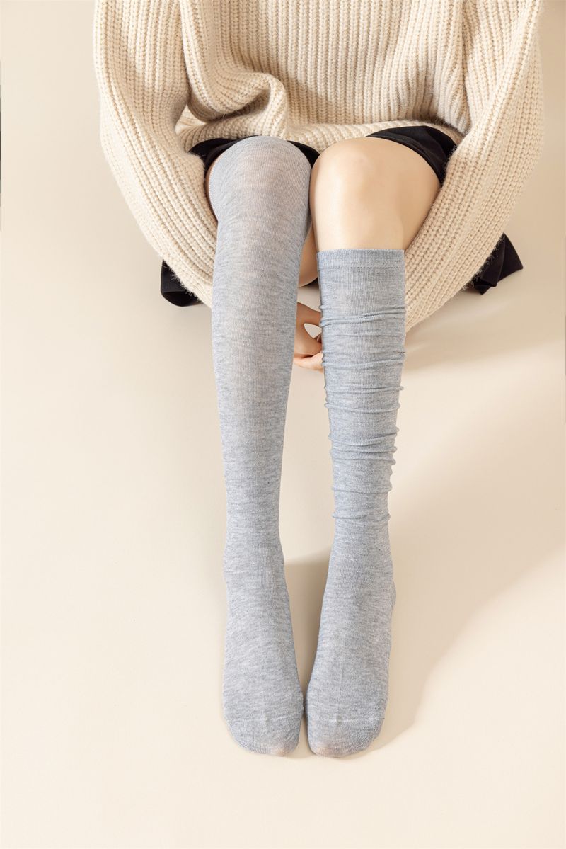 Women's socks women's over-the-knee stockings solid color ins style fashion socks_voghion.com